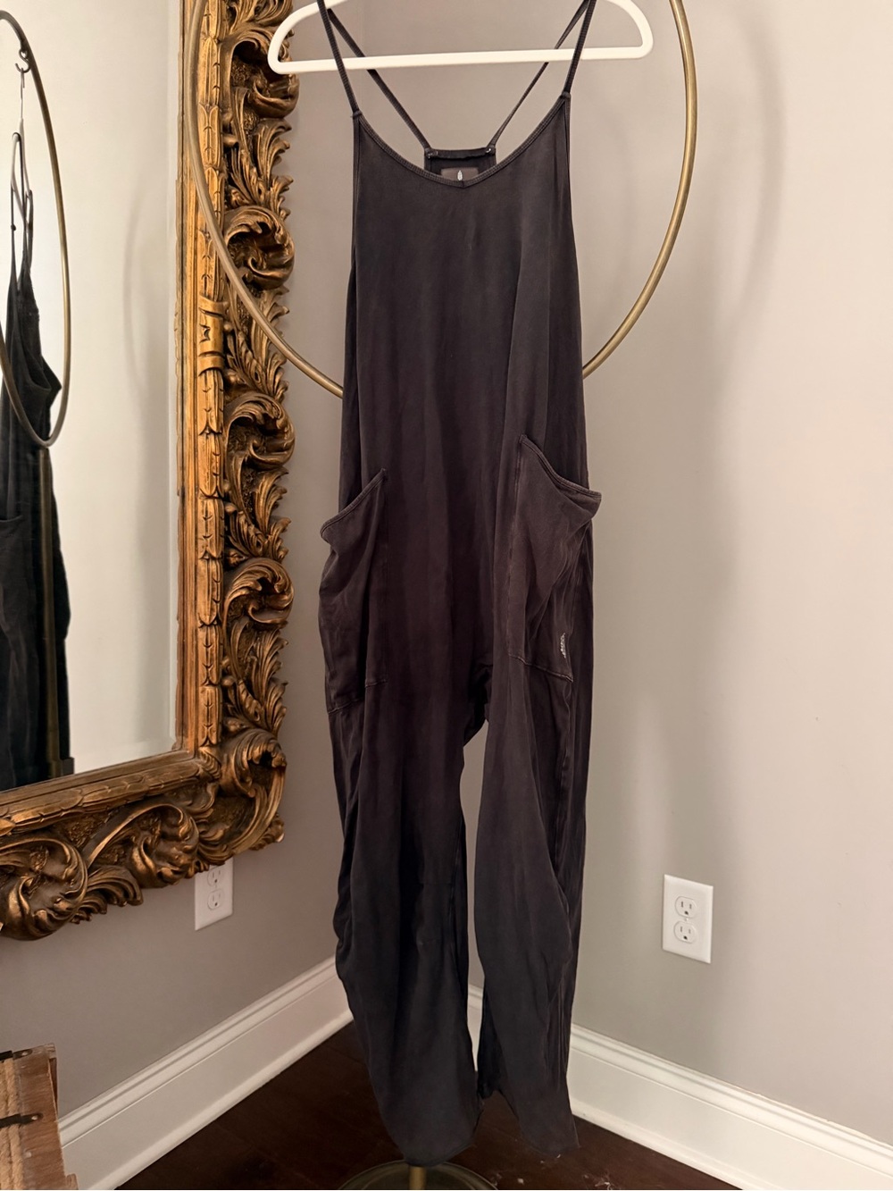Free People Hot Shot Onesie in washed black - XS